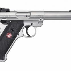 Pistolet Ruger Mark IV Target Inox Fileté calibre 22LR