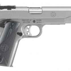 Pistolet Ruger SR1911 cal .45 auto target - Canon 5" 8+1 coups - Stainless steel - Visée réglable Bo