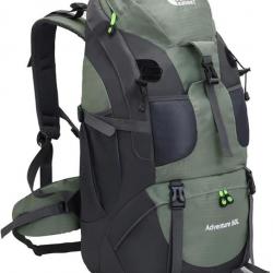 Sac à Dos de Randonnée Léger et Résistant à l'Eau 50L pour Sport Voyage Escalade Camping Vert Armé