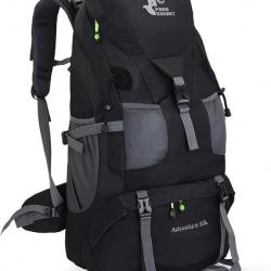 Sac à Dos de Randonnée Léger et Résistant à l'Eau 50L pour Sport Voyage Escalade Camping Noir