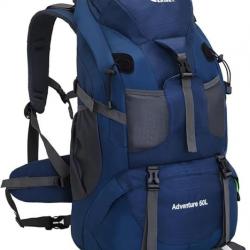 Sac à Dos de Randonnée Léger et Résistant à l'Eau 50L pour Sport Voyage Escalade Camping  Bleu Marin