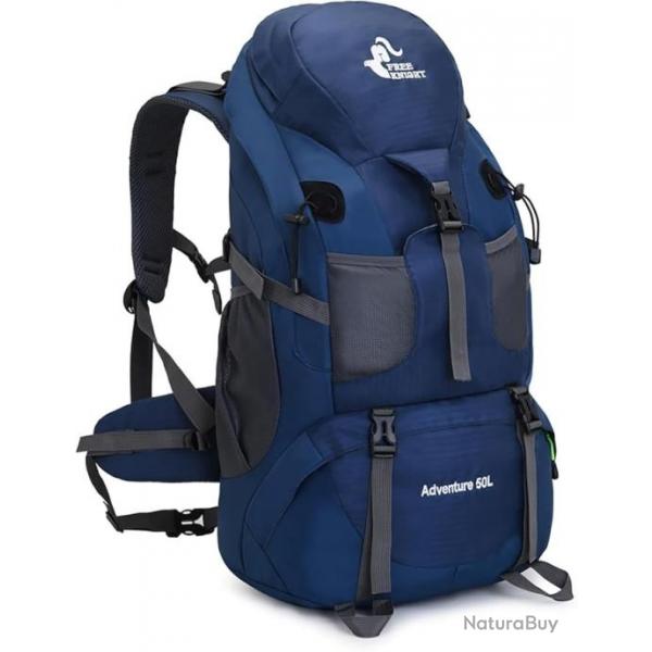 Sac  Dos de Randonne Lger et Rsistant  l'Eau 50L pour Sport Voyage Escalade Camping  Bleu Marin