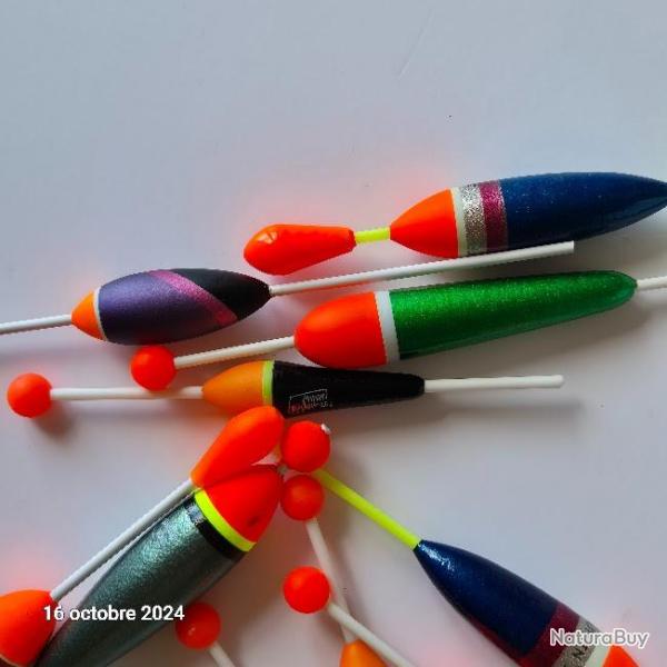 Lot de 11 flotteurs  coulisse diffrents et de poids diffrents