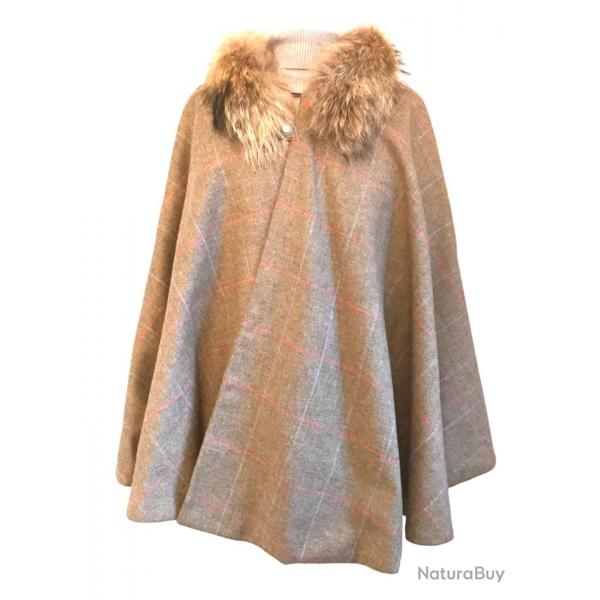Cape Mahault - Tweed beige Nutatch  carreaux bleu ciel et rose lgance fminine aprs-chasse U