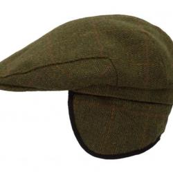 Casquette à rabat tweed vert foncé H/F - oreillettes 61