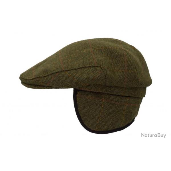 Casquette  rabat tweed vert fonc H/F - oreillettes 61