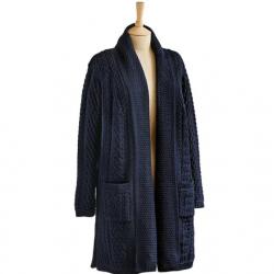 Gilet long femme Doolin bleu marine 100 pure laine