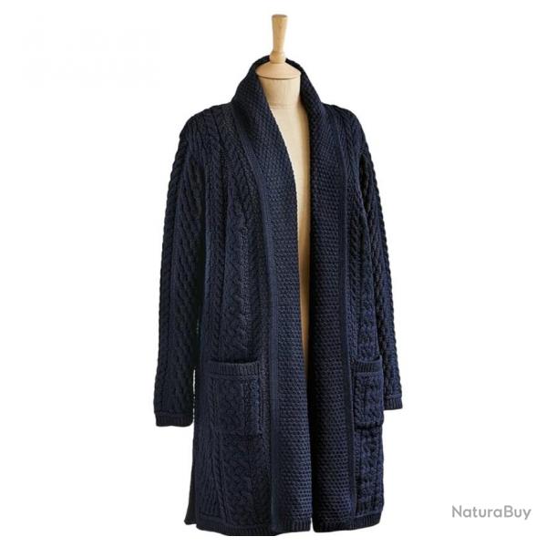 Gilet long femme Doolin bleu marine 100 pure laine