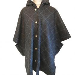 Cape Laveline CITY réversible - Tweed Gris carreaux bleus U