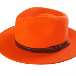 Chapeau en feutre de laine orange - style élégant, imperméable et écrasable M