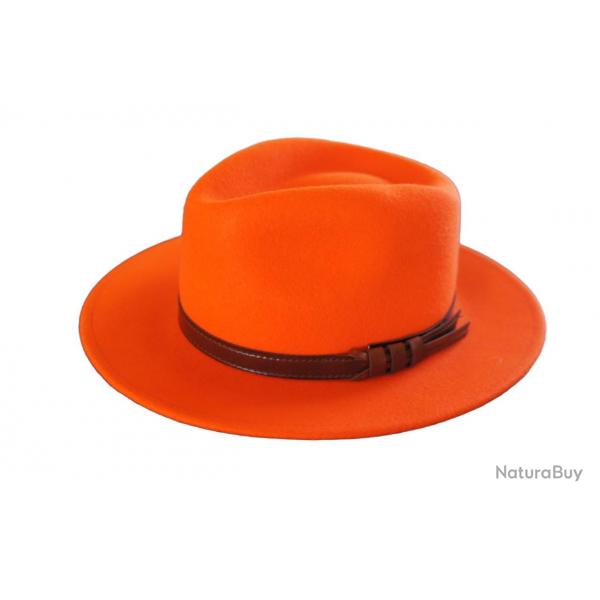 Chapeau en feutre de laine orange - style lgant, impermable et crasable M