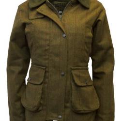 Manteau femme en tweed vert à carreaux rouges Élégance intemporelle et chaleur naturelle