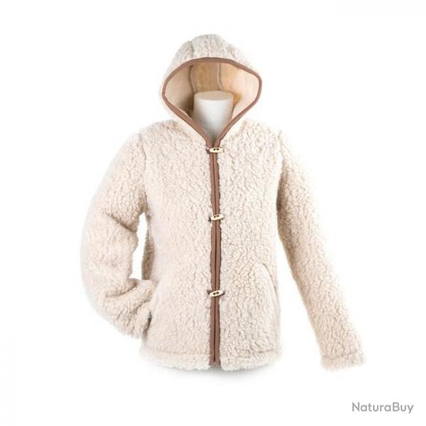 Veste  capuche mouton adulte unisexe 100 laine de mouton