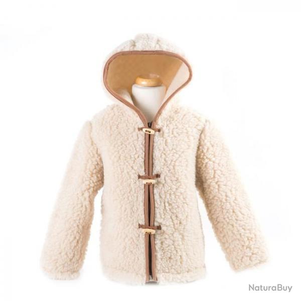 Veste Enfant  Capuche - Laine de Mouton 100% - Chaleur & Douceur 9/10 ans