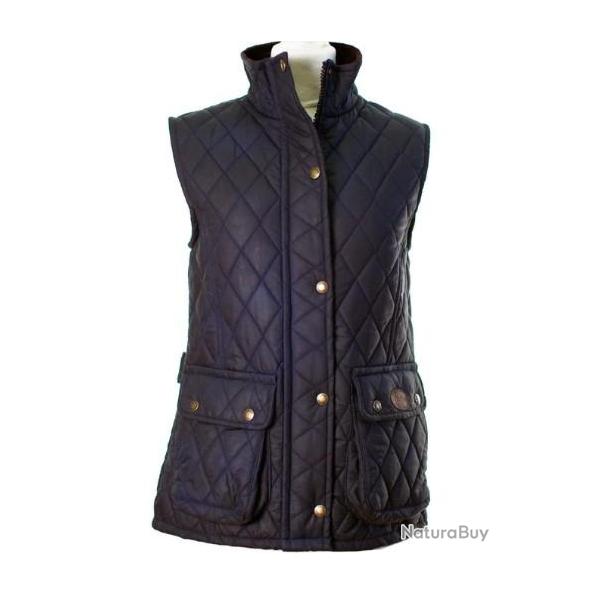 Gilet matelass femme bleu marine dperlant