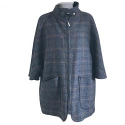 Veste cape 100% tweed Bleu