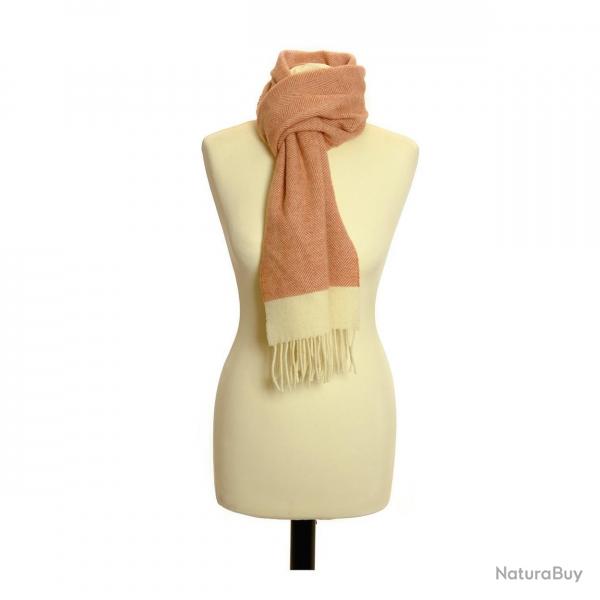 charpe rouille et blanc cass - 100 % laine d'agneau, confection au Pays de Galles