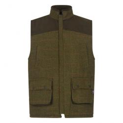 gilet en tweed vert foncé homme épaules moleskine