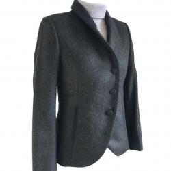 Veste tweed Nicole femme Green Herringbone Coupe asymétrique élégante
