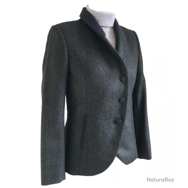 Veste tweed Nicole femme Green Herringbone Coupe asymtrique lgante
