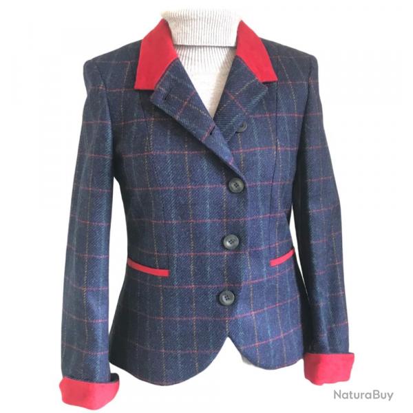 Veste blazer tweed femme Sasha lgance artisanale en laine du Yorkshire
