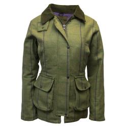 Manteau tweed femme Vert clair à carreaux prunes Élégance rétro et protection imperméable