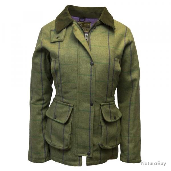 Manteau tweed femme Vert clair  carreaux prunes lgance rtro et protection impermable