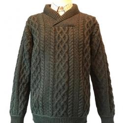 Pull col châle Vert forêt Homme