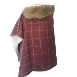 Cape Harriet - Tweed Bordeaux carreaux verts et rouges U