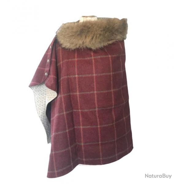 Cape Harriet - Tweed Bordeaux carreaux verts et rouges U