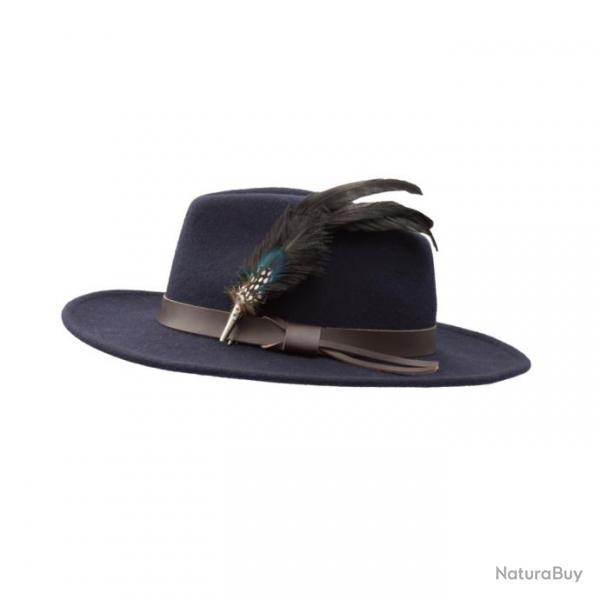 Chapeau bleu marine et sa broche  plumes S