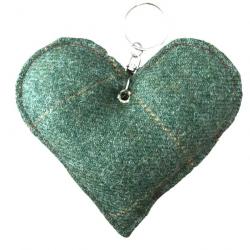 Porte-clés coeur tweed vert