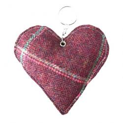 Porte-clés coeur tweed Bordeaux