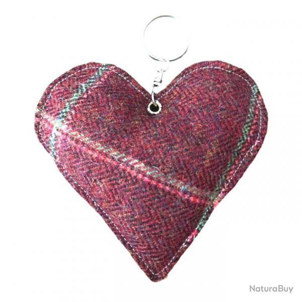 Porte-cls coeur tweed Bordeaux