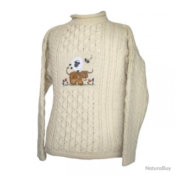 Pull tricot laine Merino enfant - blanc cass 6/7 ans