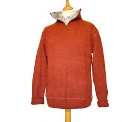 Pull tricoté orange zippé Homme