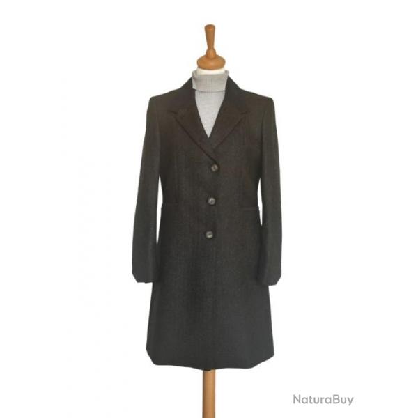 Manteau Isabella en tweed Green Herringbone