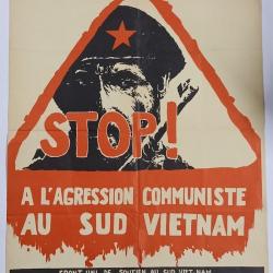 Affiche original vintage guerre Indochine Sud Vietnam