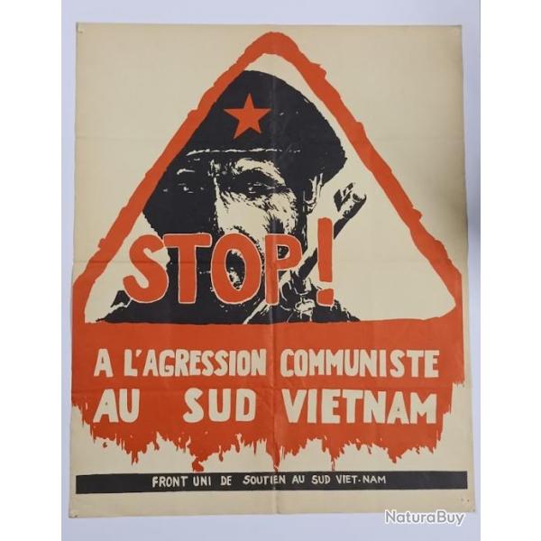 Affiche original vintage guerre Indochine Sud Vietnam