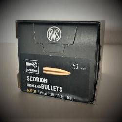 RWS Scorion High-End Bullets - cal. 7.62/ .30 - 168gr - boite de 50