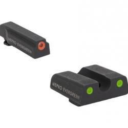 Meprolight Kit Evergreen Hausse Verte Et Guidon Orange Pour Glock 17/19/42/43