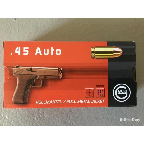 Cartouches Geco 45 ACP FMJ - Lot de 500