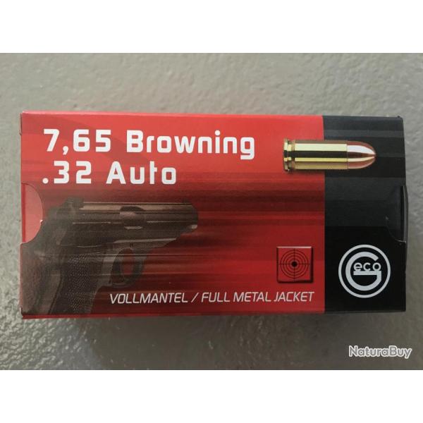 Cartouches Geco 7.65 Browning 73gr - boite de 50