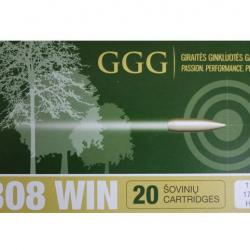 Cartouches GGG 308 Win 175gr - La boite de 20