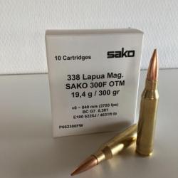 Cartouches SAKO cal. 338 Lapua Mag. OTM 300gr - boite de 10