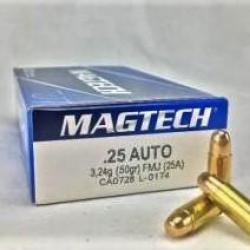 Cartouches Magtech - Cal. 25 Auto - FMJ - boite de 50