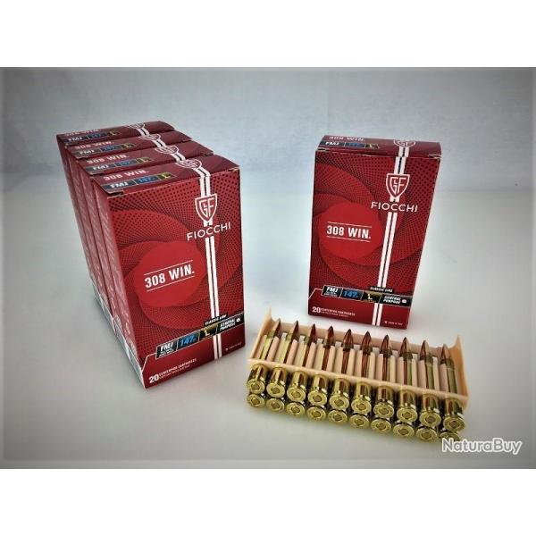 OFFRE SPECIALE Cartouches FIOCCHI cal 308 Win 147 gr FMJ - lot de 100