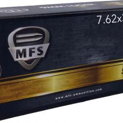 Cartouches MFS cal . 7,62X39 124GR FMJ 8.0G ETUI LAITON- La boite de 20