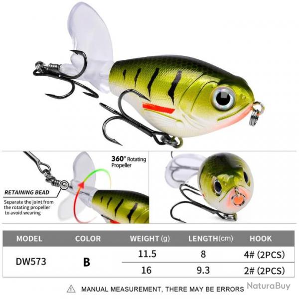 Leurre de surface Popper Whopper Plopper 11,5 g/16 g - B / 11.5g