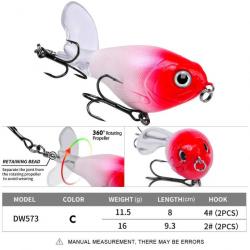 Leurre de surface Popper Whopper Plopper 11,5 g/16 g - C / 11.5g